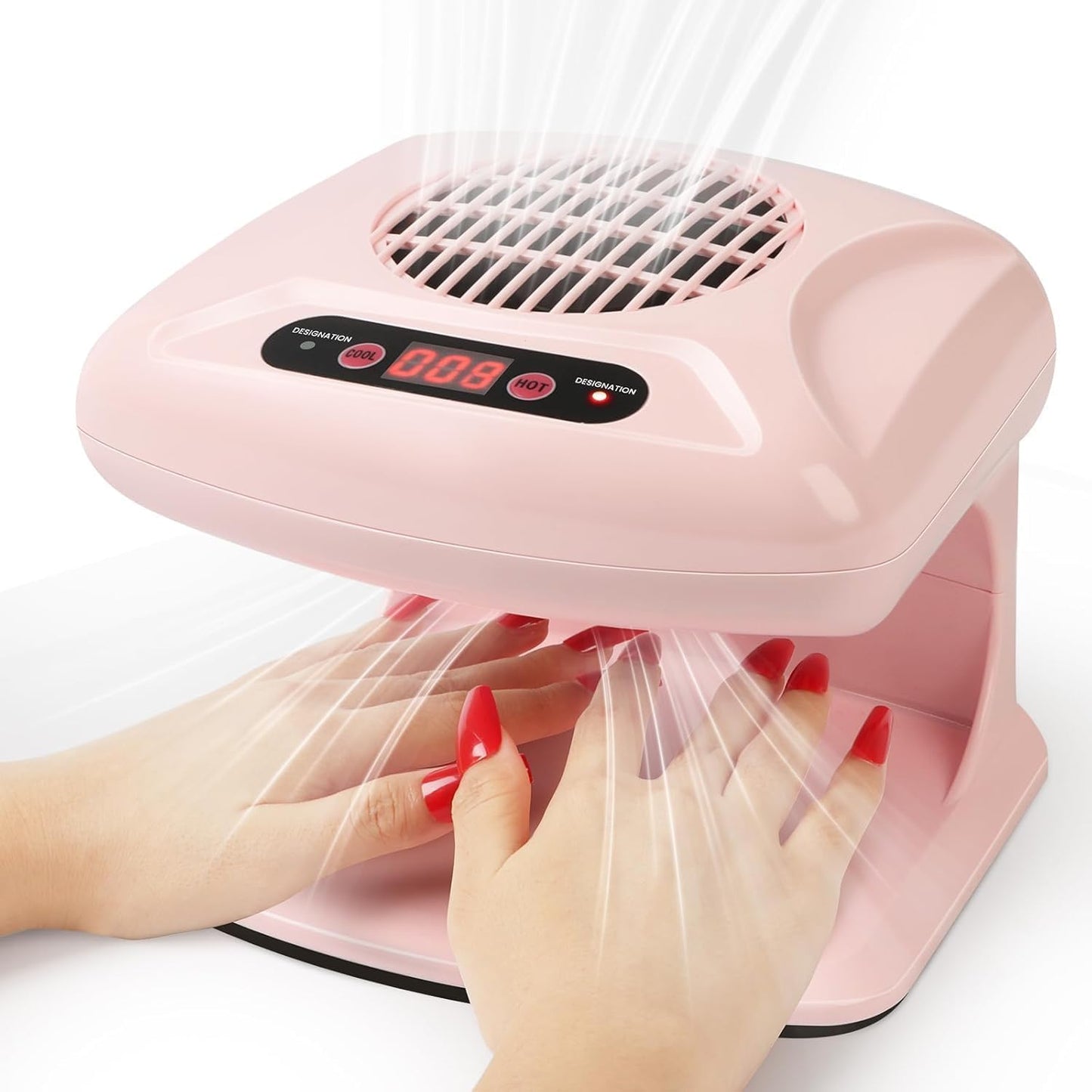 ZJchao Air Nail Dryer, 300W 2 in 1 Automatic Induction Cold Hot Air Nail Polish Drying Fan Wind Blower Dryer for Regular Nail Polish, Home and Salon Use