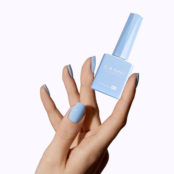 CANNI Light Blue Gel Nail Polish, 1Pcs Baby Blue Gel Polish Pastel Blue Color Nail Polish Gel High Gloss Soak Off U V Gel Nail French Nail Manicure Salon DIY