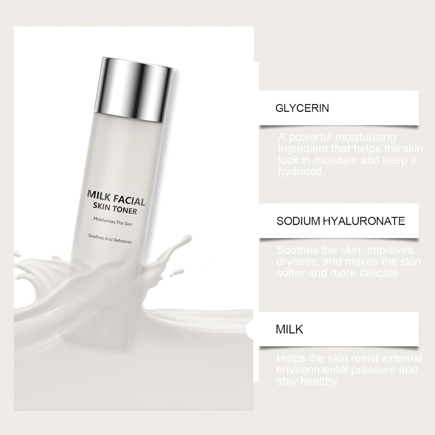 Milk Toner, Hydrating Toner for Face, Soothes Skin, Locks in Moisture, Reduces Redness, Barrier Repair, Pore Tightening, Fit for Sensitive & Oily Skin-150mL /3.38 Fl.Oz