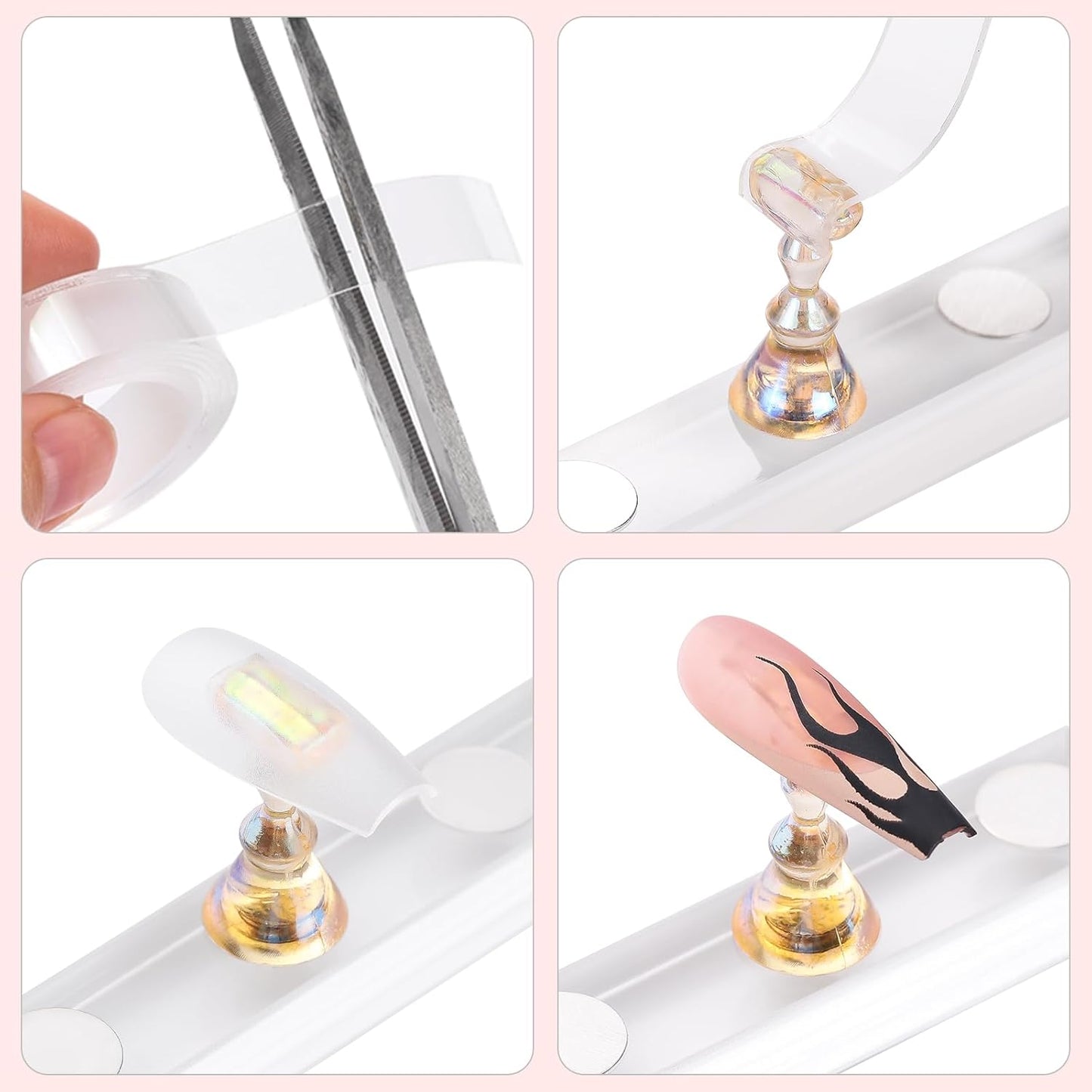 Etercycle Nail Stand for Press On Acrylic Nails Art Display Stand Nail Holder for Painting Magnetic Nails Stand with Double-sided Tape for Home DIY Salon Supplie (Yellow)
