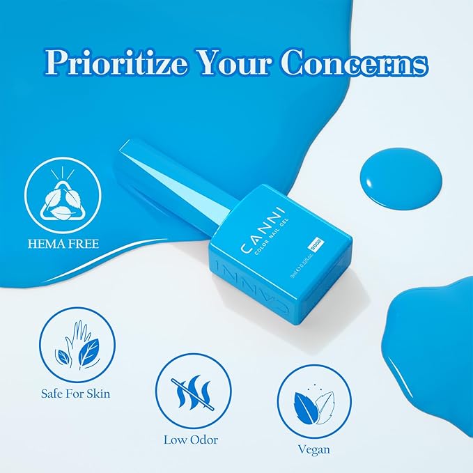CANNI Blue Gel Nail Polish Set – 6 Colors 9ML Baby Royal Light Blue – Aquarius Ocean-Inspired Summer Gel, Soak Off UV LED Polish for DIY Manicure, Home or Salon Use