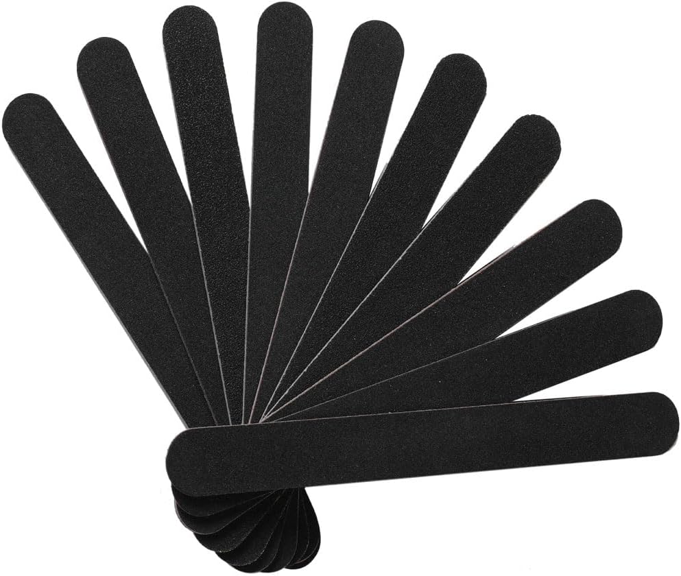 110 PCS Orange Wood Nail Sticks & Professional Double Sided 100/180 Grit Nail Files Emery Board Black Manicure Pedicure Tool