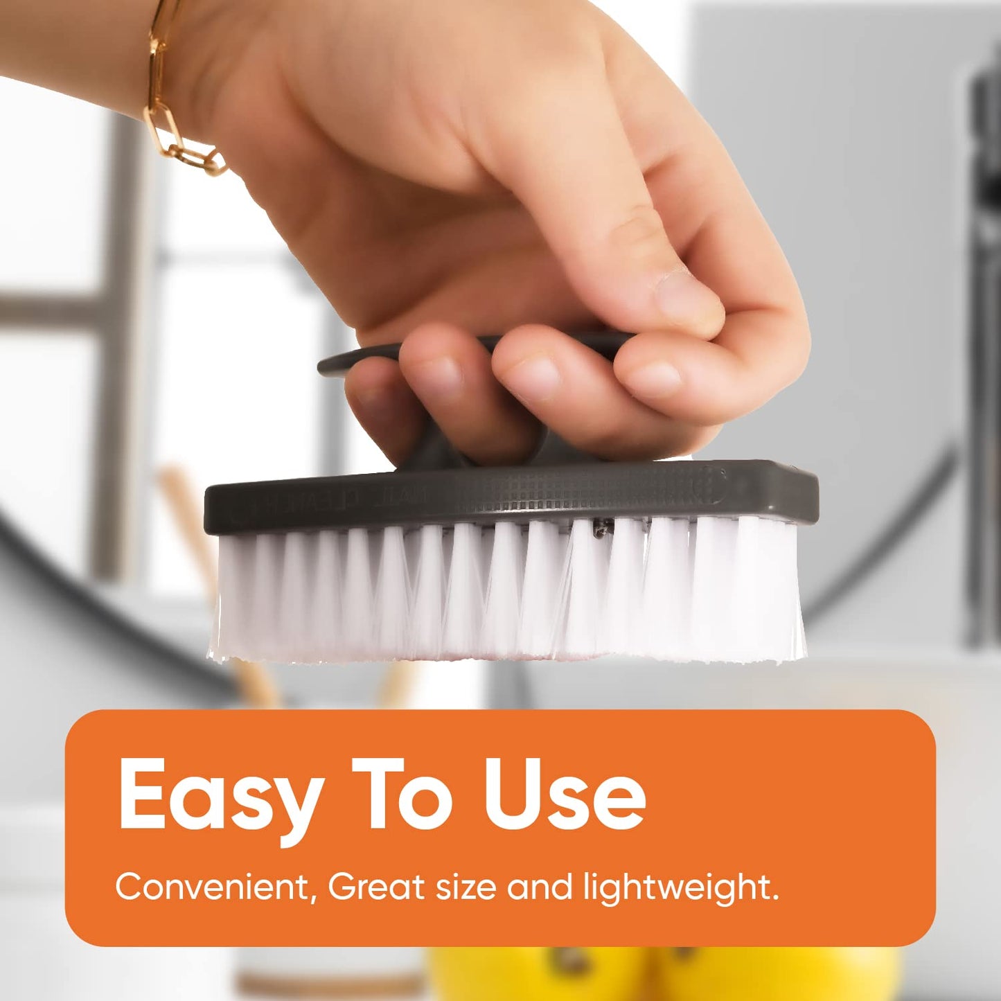 Superio Nail Brush for Cleaning Fingernails, Toe & Foot - All-Purpose Stiff Cleaning Brush for Home, Kitchen, Work - Black
