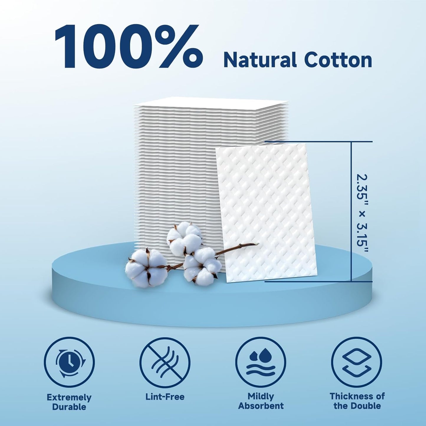Cotton Pads, 100% Pure Cotton and Lint Free, 200 Count. Cotton Rounds for Face, Natural for Makeup Remover, Nail Polish Remover, Suitable for All Skin Types (200 Count (Pack of 1)