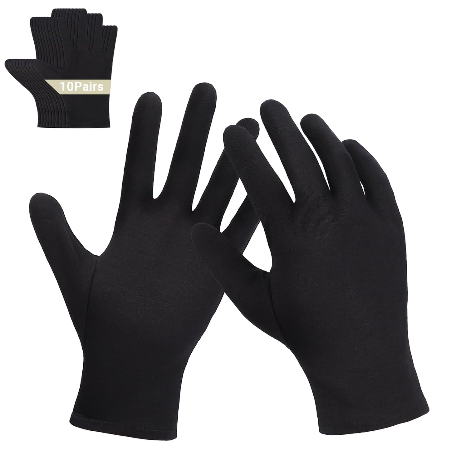 Archival Photo Gloves, 10 Pairs Black Work Gloves for Art Handling Working Photography Cloth Gloves Liners Bulk for Handling Film, Photo, Coin Collectors, Jewelry, Metal Inspection Men & Women