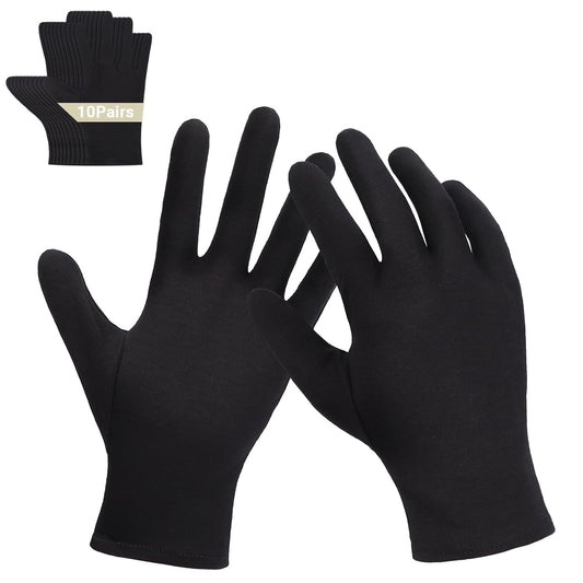Archival Photo Gloves, 10 Pairs Black Work Gloves for Art Handling Working Photography Cloth Gloves Liners Bulk for Handling Film, Photo, Coin Collectors, Jewelry, Metal Inspection Men & Women