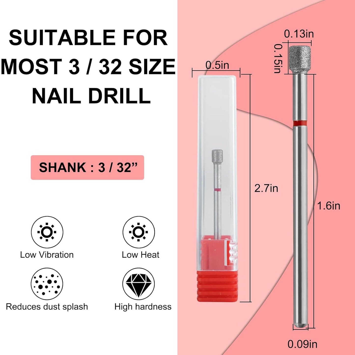 Cuticle Clean Nail Drill Bit 3/32'',Russian Manicure Drill Bits Professional Safety Carbide Under Nail Cleaner Nail Bit for Cuticle Dead Skin Nail Prepare, Manicure Nail Salon (Fine)