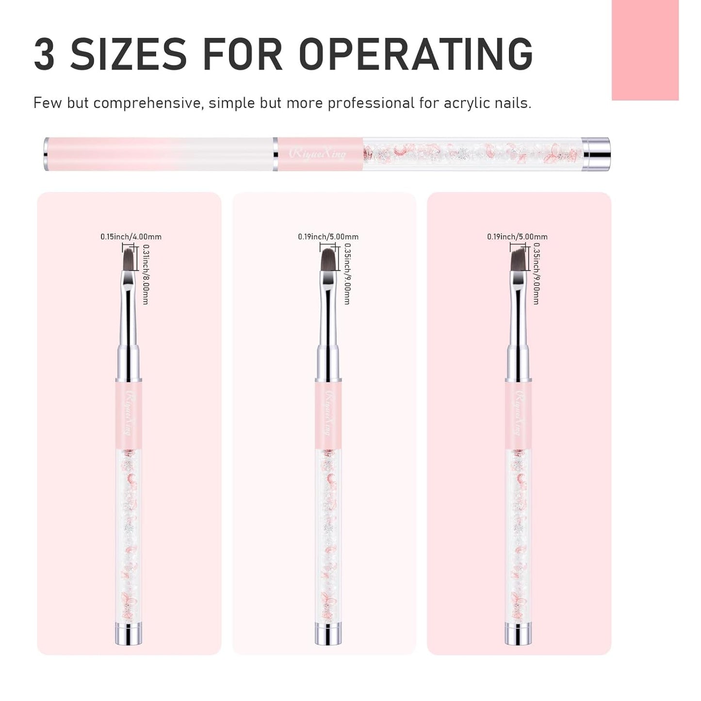 3PCS Nail Art Clean Up Brushes -Round/Angled Nail Brushes for Cleaning Polish Mistakes on the Cuticles, Brushes for Nail Art and Designs Painting DIY