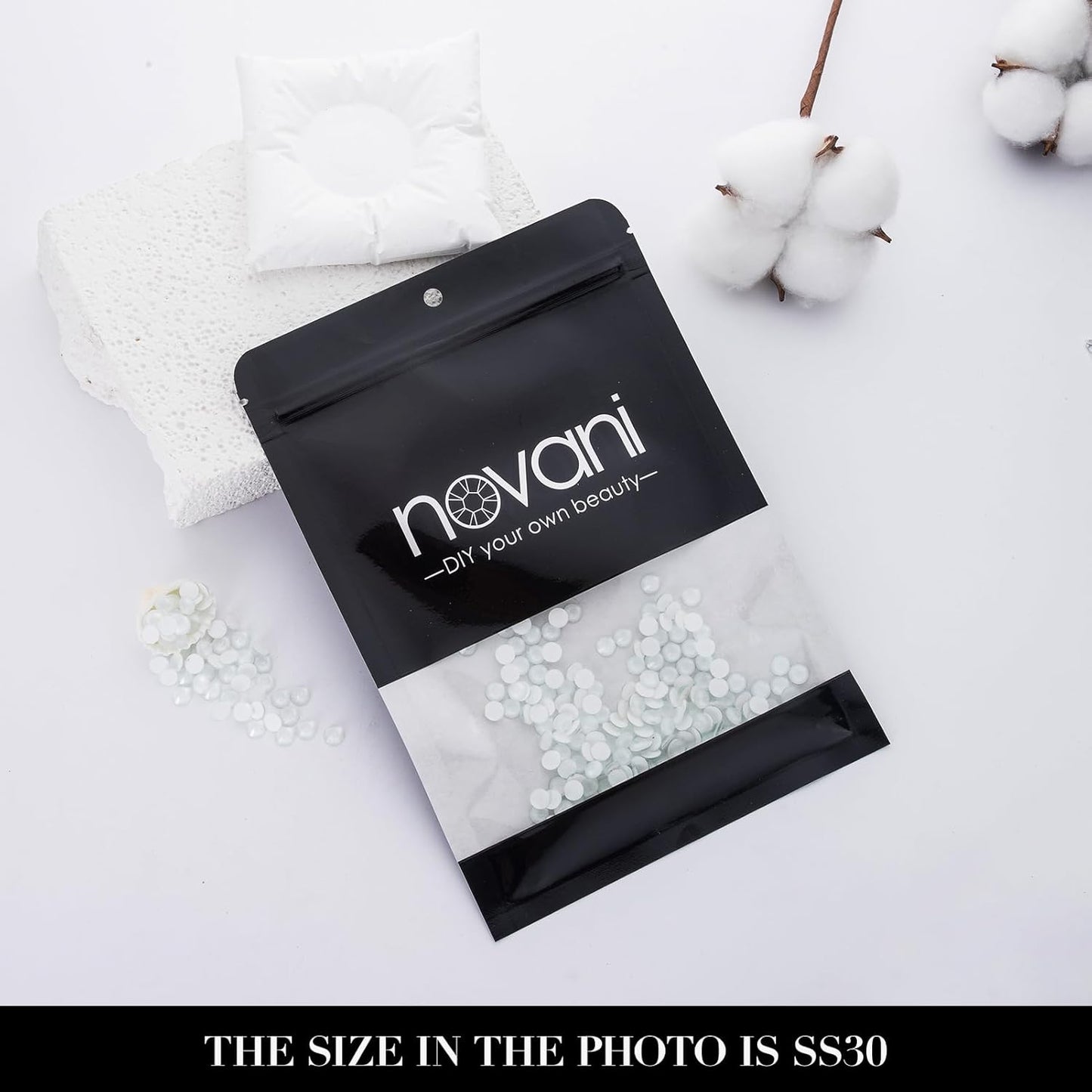 Novani 576 Pieces Flatback Rhinestones Glass Round Gems Neon-White Crystals for Nail Art DIY Crafts Clothes Shoes,SS30,6.4-6.6mm