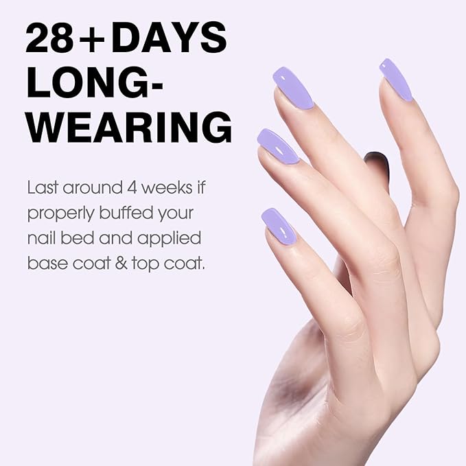 CANNI Purple Gel Polish, 1Pcs Gel Polish Purple Color Pale Violet Nail Polish Gel High Gloss Soak Off U V Gel Nail French Nail Manicure Salon DIY