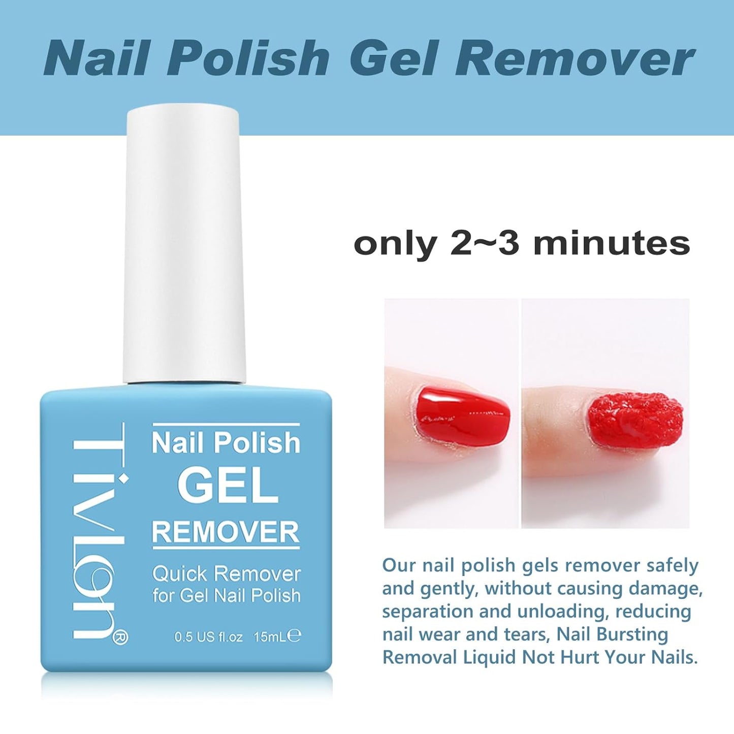 Nail Polish Remover - Easily & Quickly Remove within 3-5minutes｜Magic Gel Nail Polish Remover Without Damaging Nails｜Finger Nail Polish Removerr No Foil, Soaking or Wrapping Required - 0.5oz