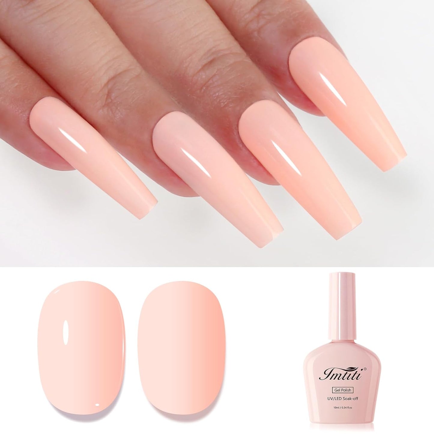 Imtiti Nude Gel Nail Polish, Nude Gel Polish High Gloss Soak Off UV LED Neutral Spring Summer Art Manicure Salon DIY Design 10ML
