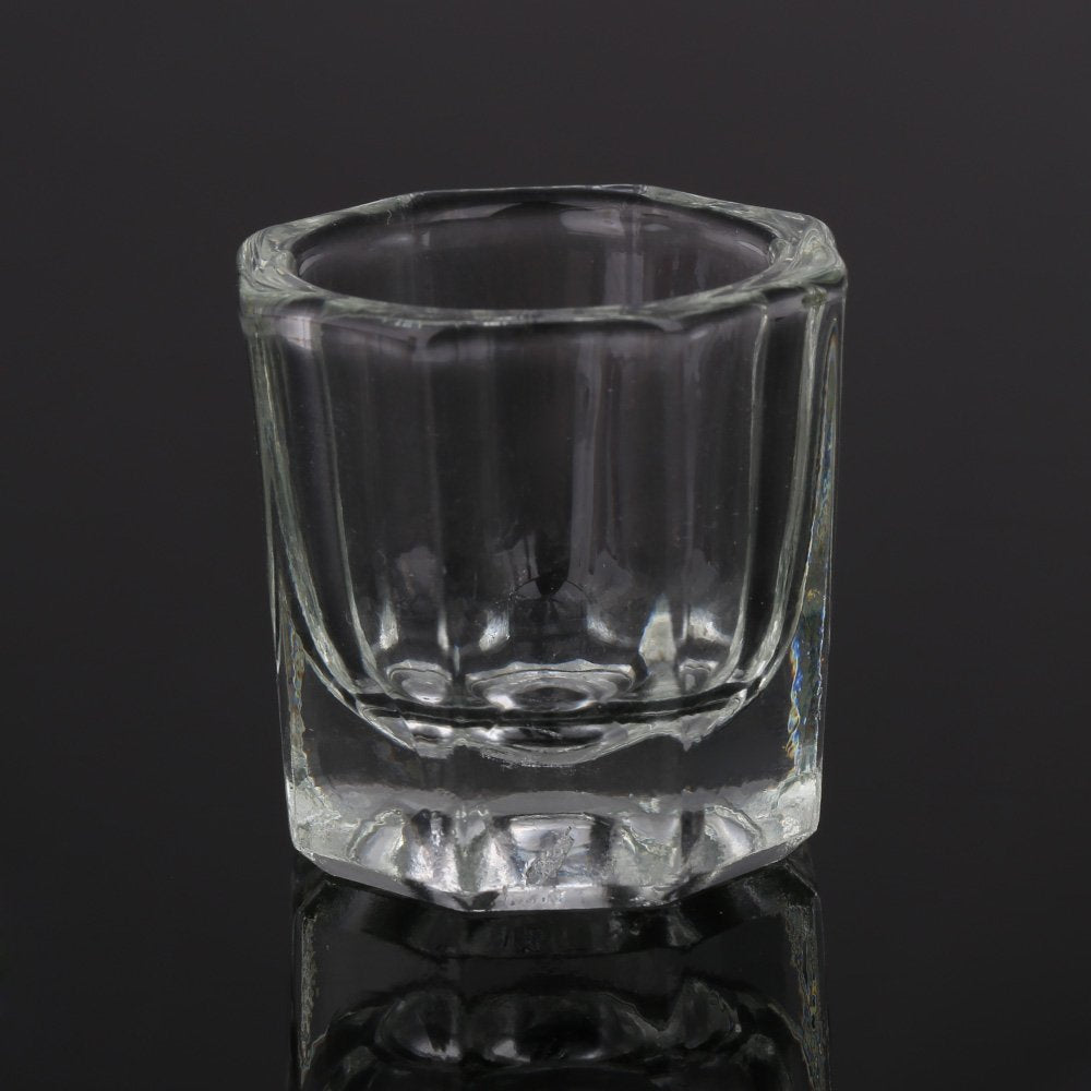 2PCS Nail Dappen Dish Acrylic Powder Holder Glass Nail Dampen Dish Liquid Cup for Acrylic Nail Clear Crystal Nail Jar(2 pcs no lid)