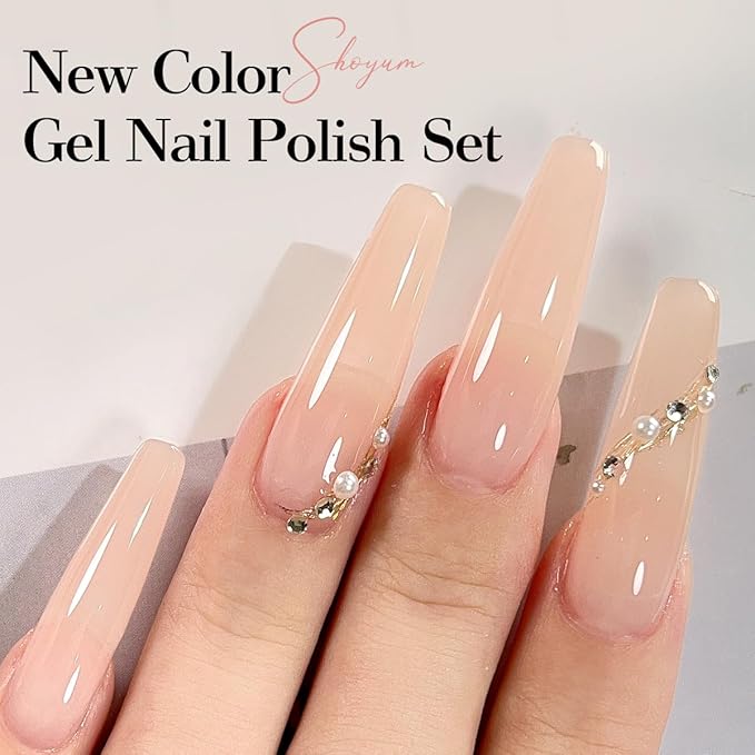 Sheer Jelly Nude Gel Nail Polish 15ml Soak Off UV LED Natural Nail Gel Polish Nail Art French Manicure Salon DIY at Home Curing Required 1 Piece Single Bottle 0.51 Fl.oz X04