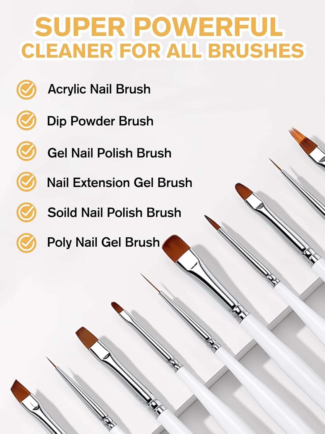 EBANKU 120ml Acrylic Nail Brush Cleaner, 3 in 1 Nail Art Brushes Conditioner Nail Brush Clean Solution Quickly Clean With Glass Cup and 100 Pcs Cleansing Pad for Solid Gel Polish/Nail Extension Gel