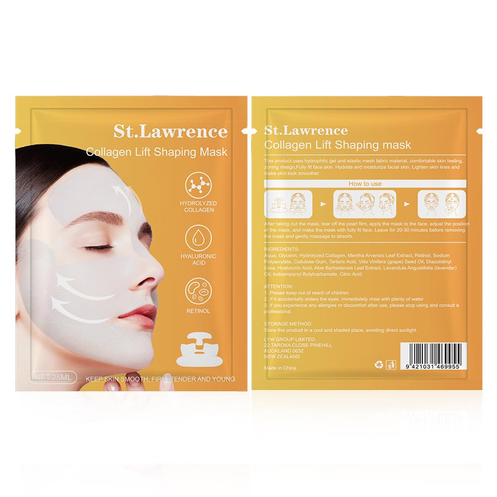 Collagen Lift Shaping Mask, Hydrating Hydrogel Mask, Moisturizing V Shaped Lifting Facial Masks for Women
