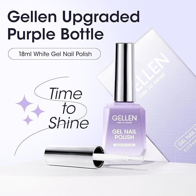 GELLEN White Gel Nail Polish, 18ml Milky White Gel Polish Soak off U V Light Cured Long-wear Mirro Shine Gel Polish for French Tip, Color No.108