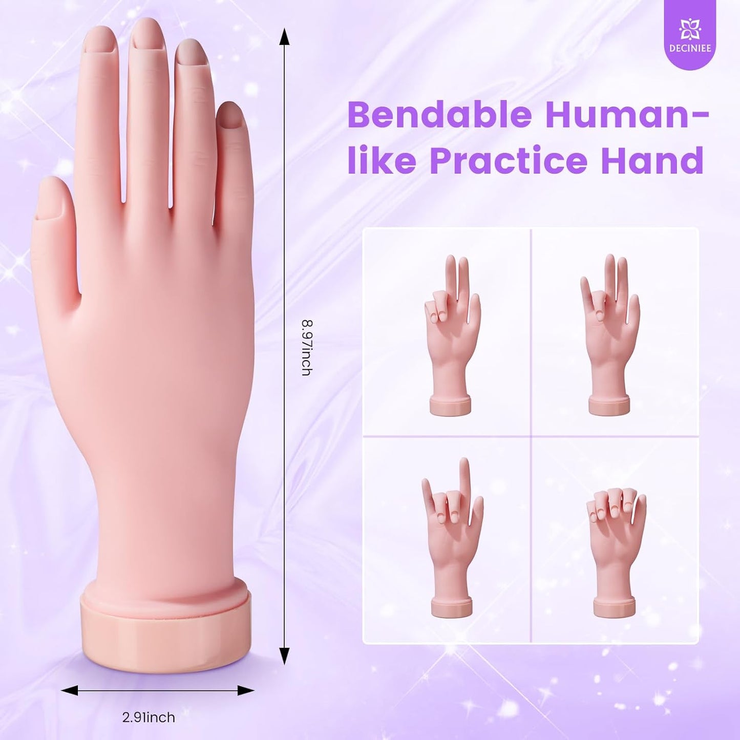 Nail Kit for Beginners with Everything: Professional Nail Acrylic Powder Liquid Set with Practice Hand Drill U V Light in Cosmetic Bag for Women Salon Home(Purple)