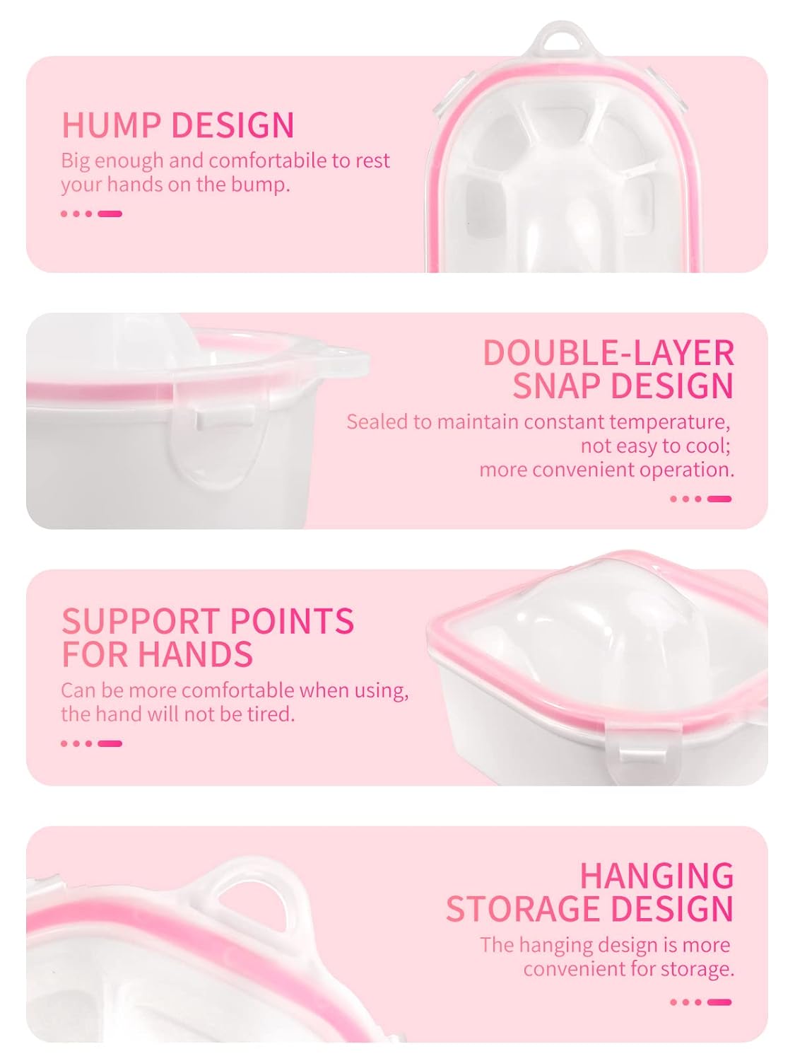 Nail Soaking Bowl, Soak Off Gel Polish Dip Powder Remover Manicure Bowl with Triangle Cuticle Peeler and Stainless Steel Cuticle Pusher Nail Art Tool (Pink-3pcs set)