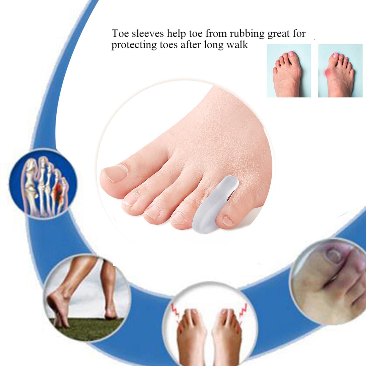 10 Pcs Pinky Toe Separator, Little Toe Straightener Bunion Corrector for Men Women Walking, Running, Overlapping, Bunion Corrector and Bunion Relief