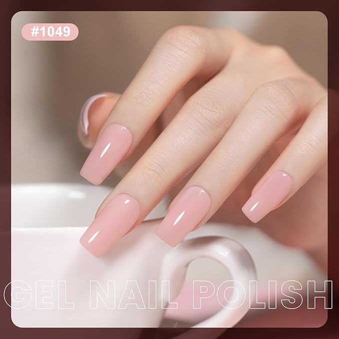 RARJSM Light Pink Nude Gel Nail Polish 2pcs Set,Gel and Lacquer Combo,Light Pink Air Dry Nail Lacquer and Nude Pink Gel Polish LED UV Curing Requires French Manicure DIY Nail Art Home Salon 15ml
