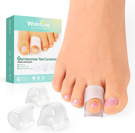 Welnove Hammertoe Corrector - Toe Straightener to Curled Toes, Broken toe, Bunion Corrector for Women and Men, Large*3 Pairs