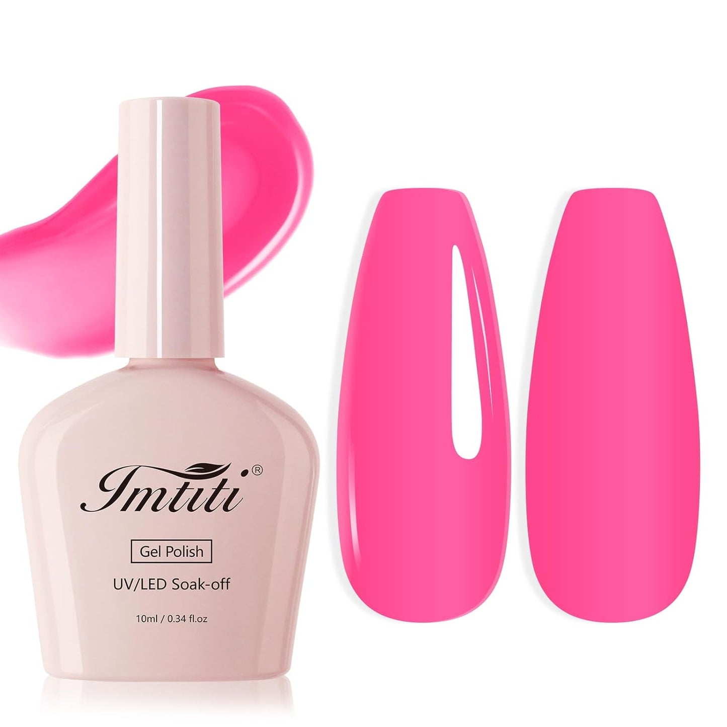 Imtiti Pink Gel Nail Polish, Bright Neon Pink Nail Gel Polish High Gloss Soak Off UV LED Spring Summer Nail Art Manicure Salon DIY Design 10ML