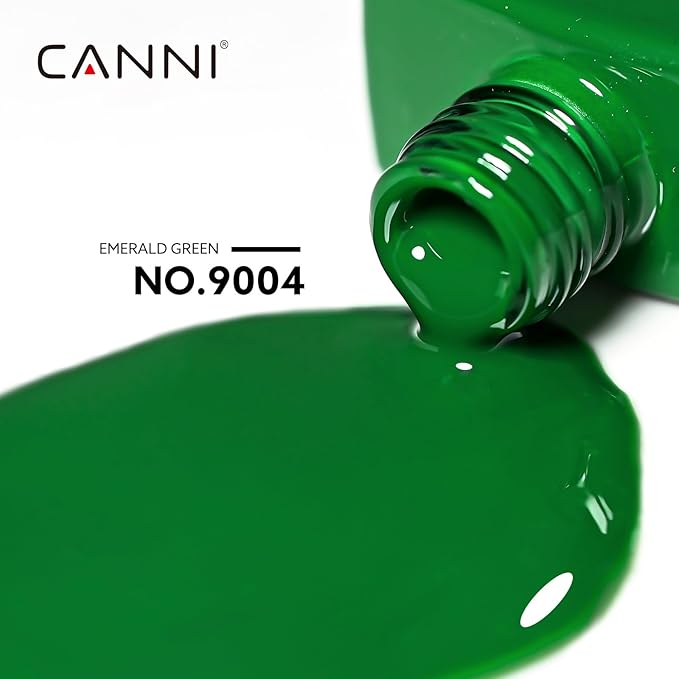 CANNI Dark Green Gel Nail Polish, 1Pcs Emerald Green Gel Polish Color High Gloss Soak Off U V Nail Manicure Salon DIY