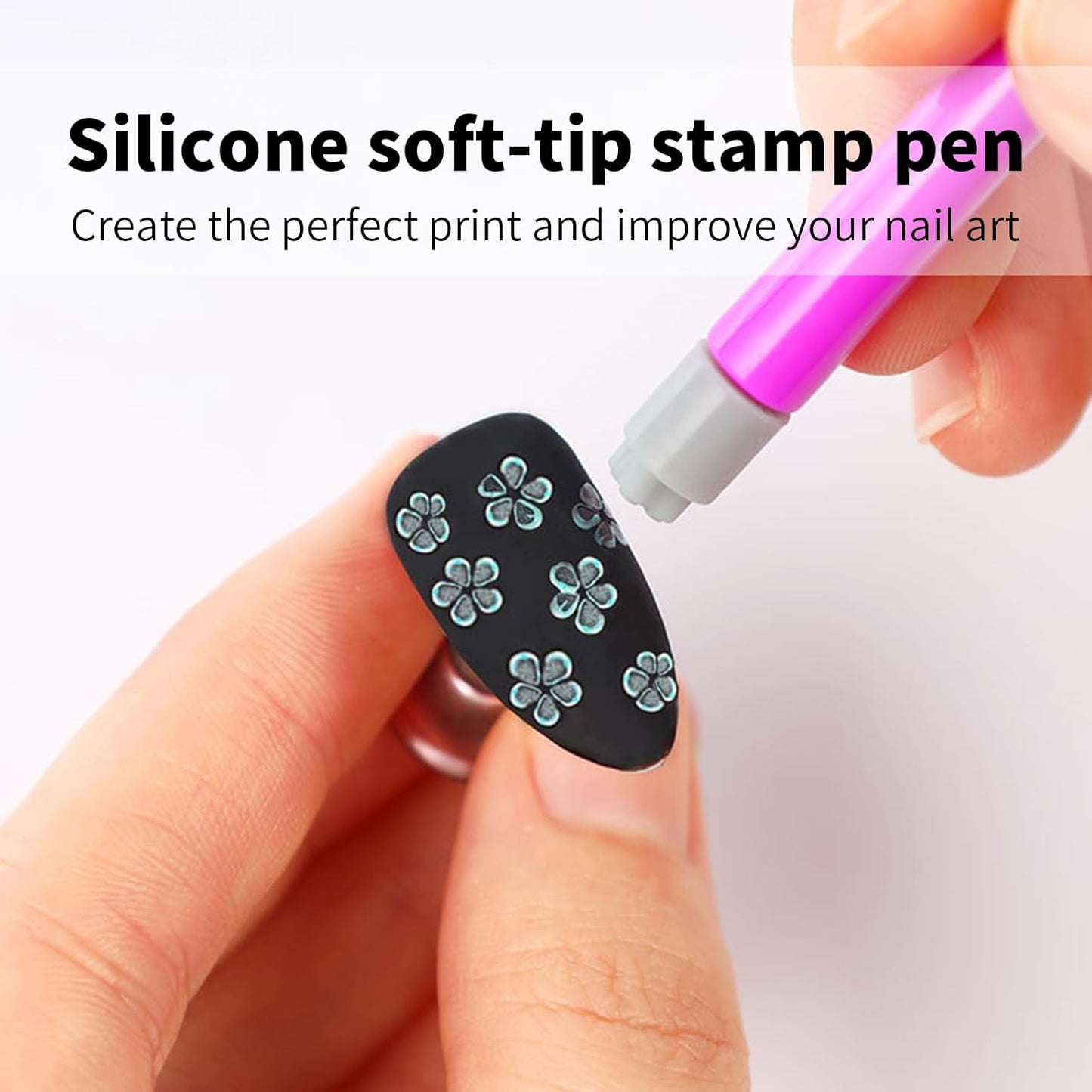 15PCS Nail Art Stamp Pen Set Butterfly Flower Nail Stamper Pen 3s Quick Nail Art Tools with Different Patterns, For Beginner DIY Salon Manicure