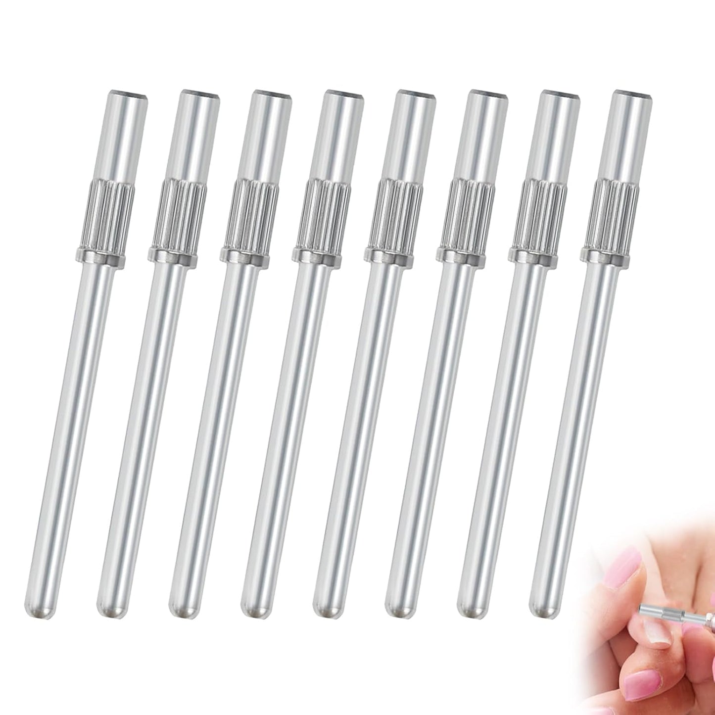 8 PCS Mini Mandrel Nail Bit,3.1 MM 3/32 Inches Nail Drill Bit for Electric Drill File Machine,Suitable for Acrylic Nails Manicure Pedicure Tool,Sanding Bands Compatible