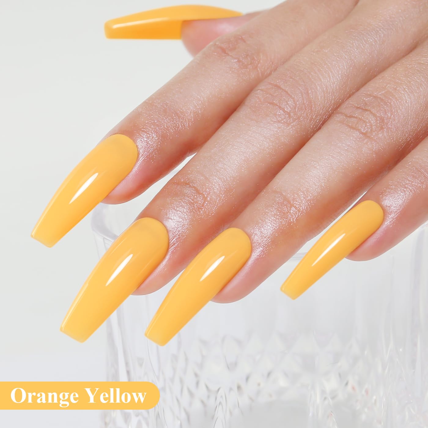 Imtiti Orange Gel Nail Polish, Orange Yellow Gel Polish High Gloss Soak Off UV LED Nail Gel Polish Spring Summer Art Manicure Salon DIY Design 10ML