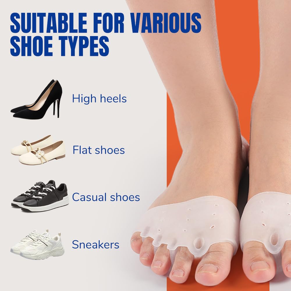 Silicone Toe Separator, 2025 New Toe Spacers Toe Seperators Correct for Overlapping, 4 Pairs Bunion Corrector Cushion, Soft Toe Separators for Women Men (White)