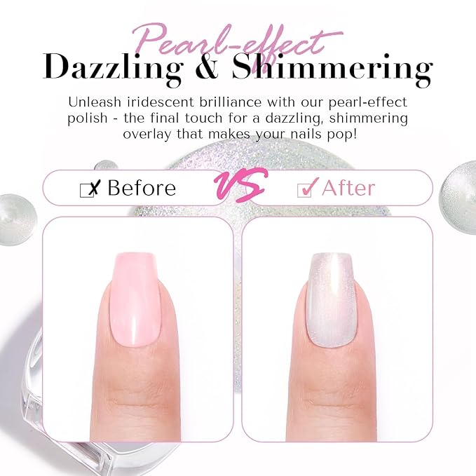AZUREBEAUTY Pearl Shine Iridescent Shimmer Purple Violet Nude Coral Glitter Orange 8 Colors Nail Polish Set, Quick Dry, Perfect for Women Manicure Nail Art DIY Salon