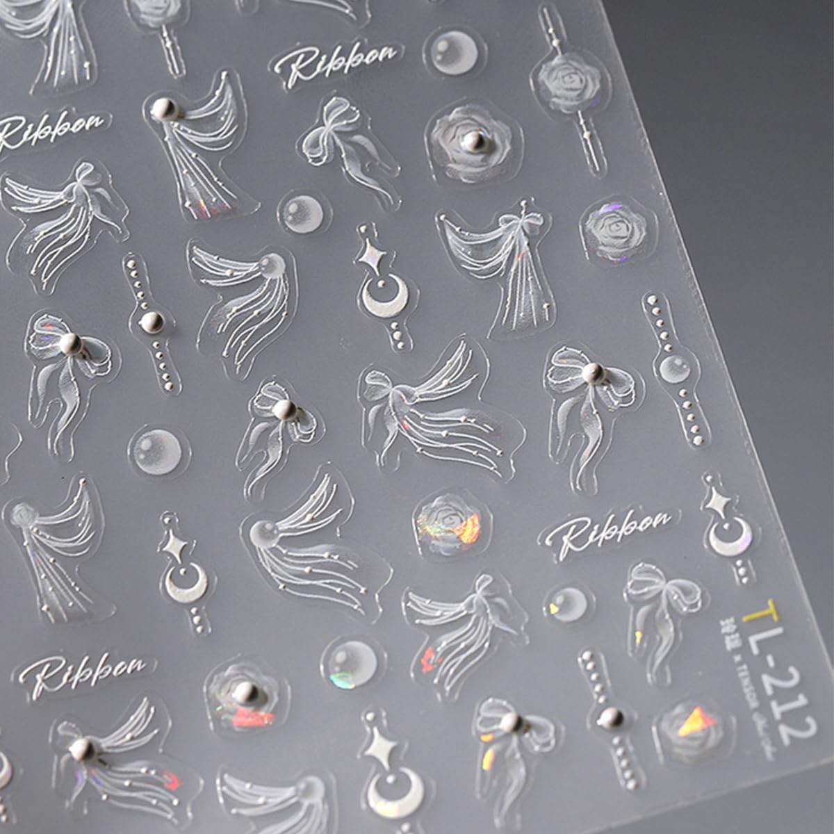 White Flower Nail Art Stickers Decals 5D Embossed Nail Decals Self Adhesive Pearl Bow Nails Stickers Spring Flower Nails Transfer Decals Floral Nails Supplies for Women Nail Art Decorations