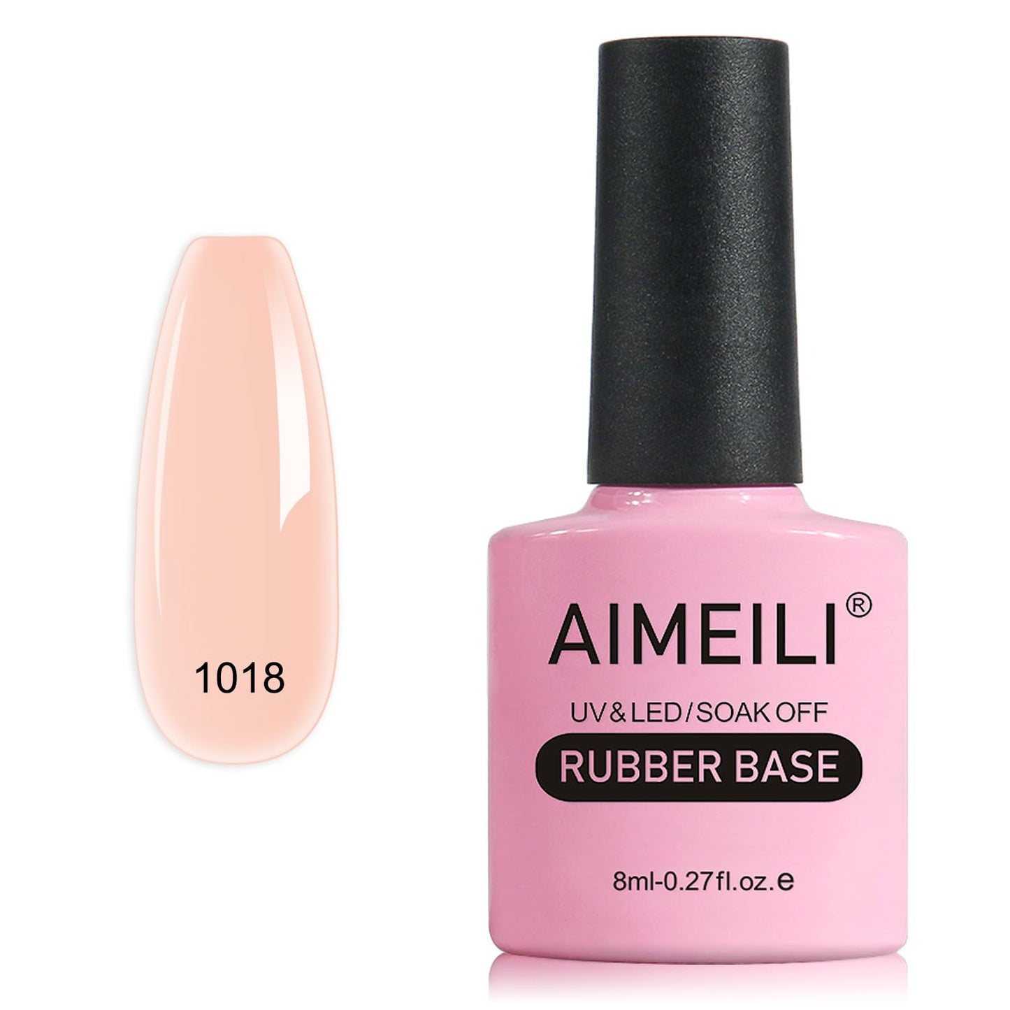 AIMEILI Rubber Base Gel Nail Polish, Hema Free, Cruelty Free, Vegan, Builder Nail Gel Base Coat Soak Off Nail Art Design - RB1018 8ml