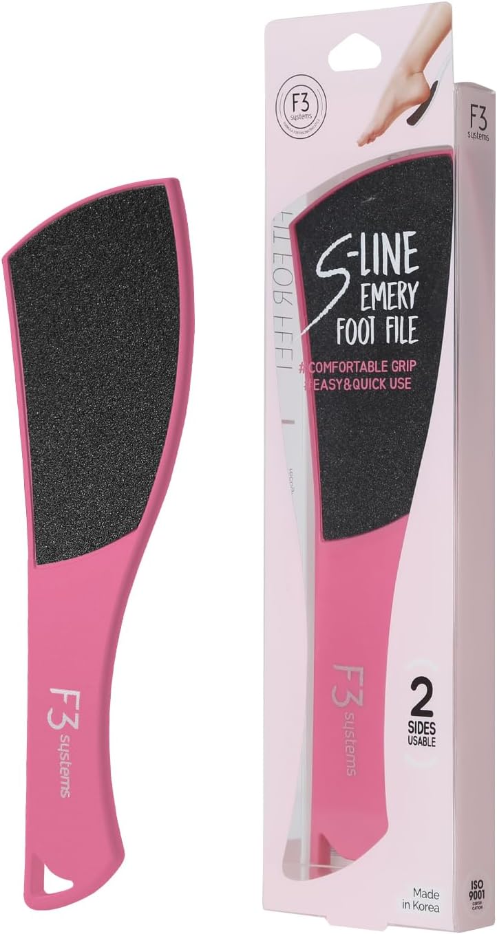 S-Line Emery Foot File(Hot Pink), Colossal Double-Sided Pedicure Tool, Effective for Cracked Heel, Ergonomic Design for Easy Grip