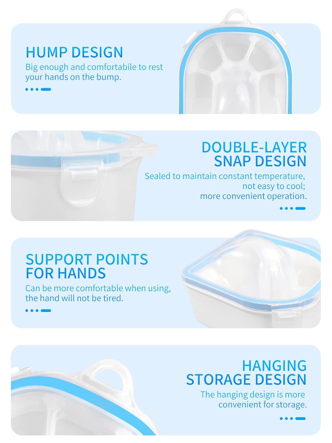 Nail Soaking Bowl, 2PCS Soak Off Gel Polish Dip Powder Remover Manicure Bowl with Triangle Cuticle Peeler and Stainless Steel Cuticle Pusher Nail Art Tool (Blue-4PCS Set)