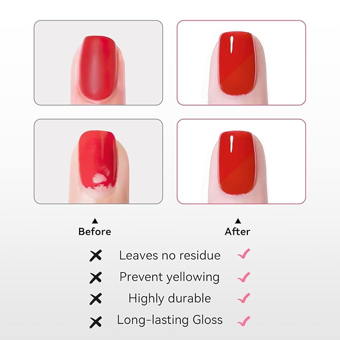 2Pcs Top Coat for Nail Polish, Quick Air Dry Clear Regular Nail Polishes High Shine Finish Long-Lasting Color Protection No Chip Vegan Hema-free Non-gel Salon Nail Art Gift for Women