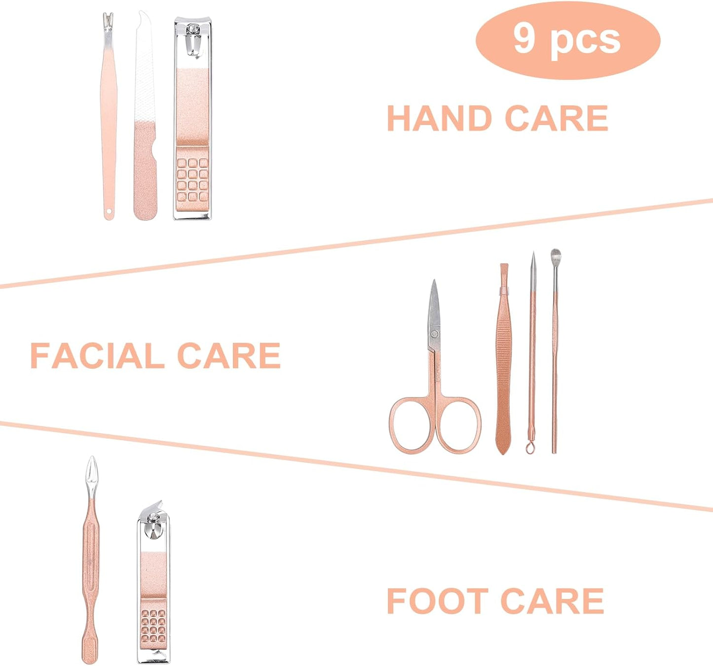 Manicure Set, Personal Care Nail Clipper Kit-9 Pieces, Professional Pedicure Set, Grooming Kit,Gift for Relatives, Friends, Families, Parent, Wife, Girlfriend