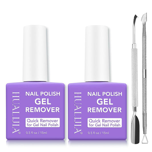 2 Pack Gel Nail Polish Remover, Gel Polish Remover Kit- Quickily and Easily Removes Gel Nail Polish at Home in 2-5 Mins - No Need for Foil, Soaking or Wrapping,0.5 Fl Oz
