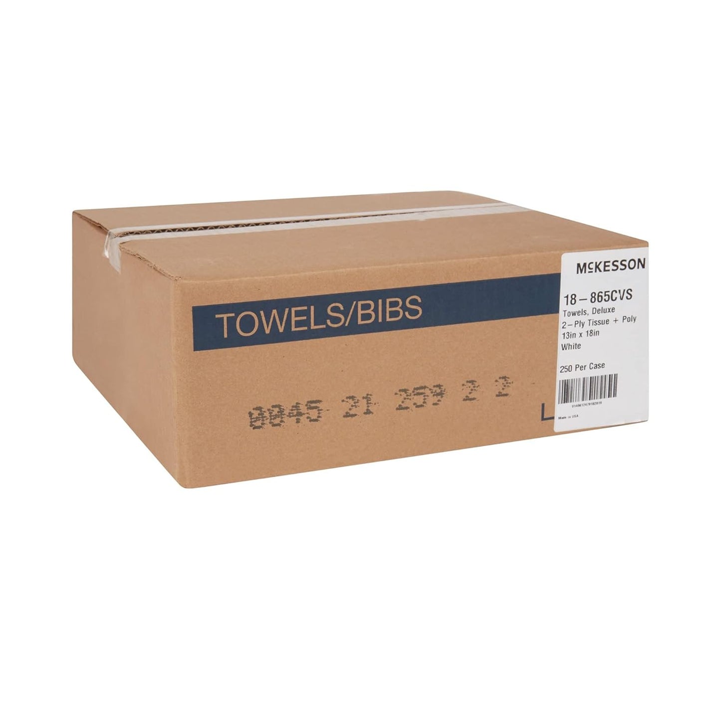 McKesson Disposable Towels [Pack of 250] for Dental Bibs, Nails, Tattoo, Dentist, Medical - 13 x 18 in, 2-Ply Tissue with Poly Back, Waffle Embossed, White