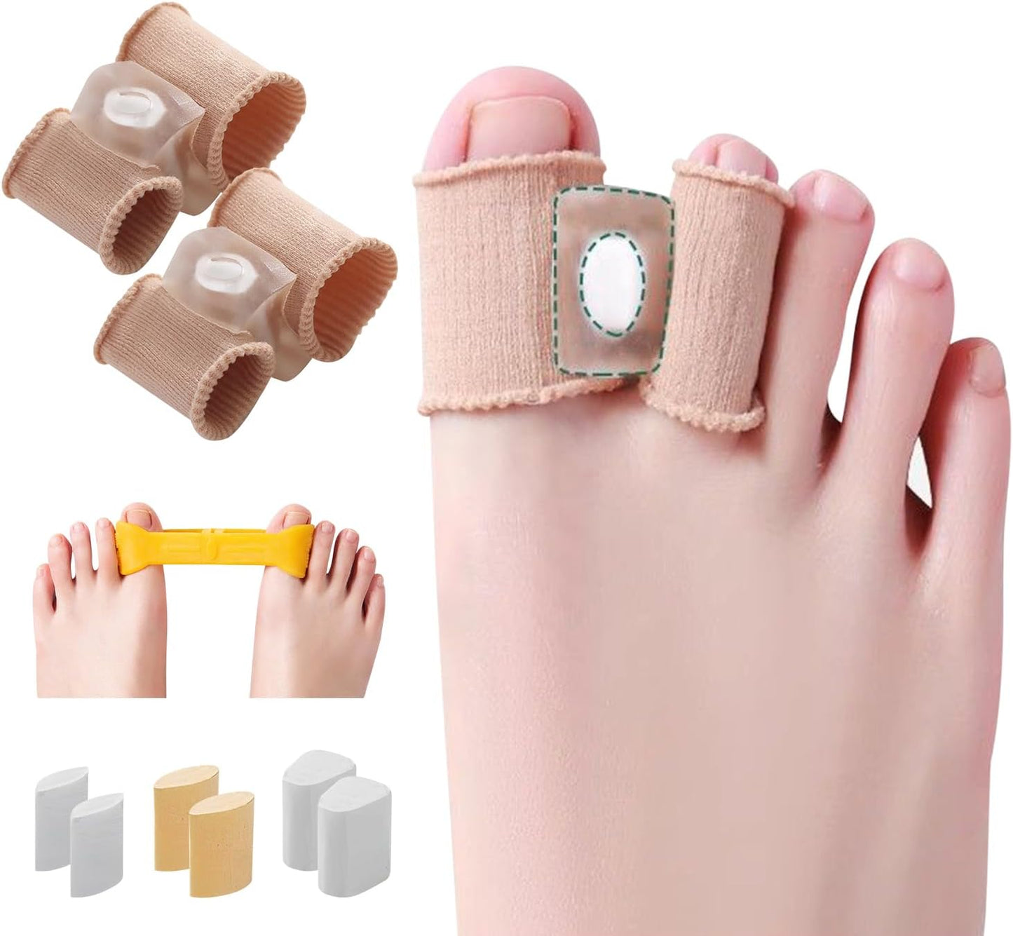 Adjustable Big Toe Separators for Women & Men Bunion Corrector & Hammer Toes Straightener, Silicone Spacers for Overlapping Toes, Corn Relief & Foot Pain Support, Soft Gel Protectors