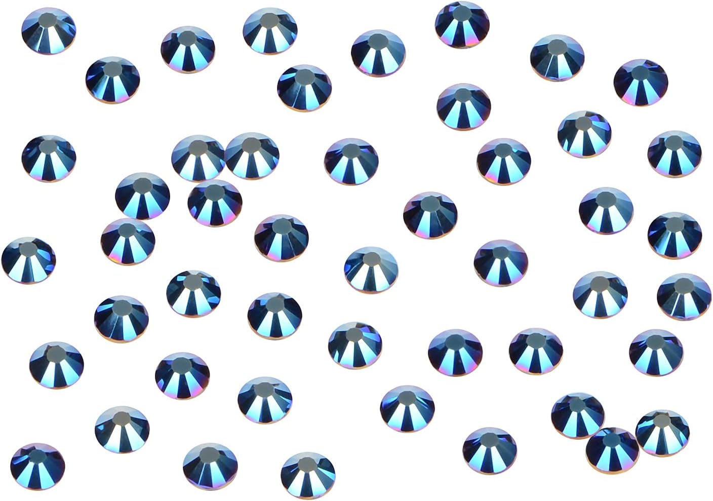 1440PCS Art Nail Rhinestones Non Hotfix Glue Fix Round Crystals Glass Flatback for DIY Jewelry Making with one Picking Pen (ss16 1440pcs, Mine Blue)