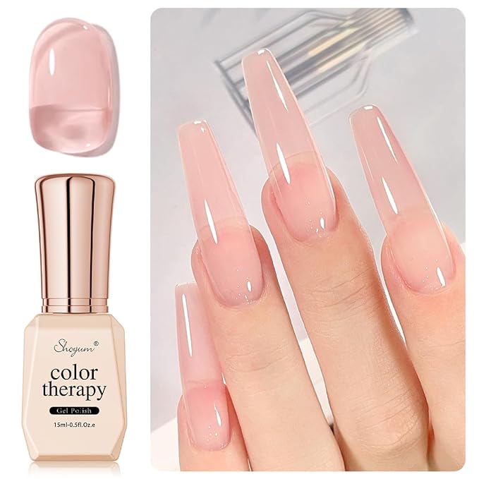 Sheer Nude Rose Gel Nail Polish LED UV Gel Soak Off Clear Nude Pink French Manicure Jelly Nail Gel Polish Varnish Curing Requires 1pcs 15ml for Home Salon Nail Art DIY X12