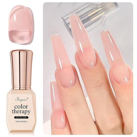 Sheer Nude Rose Gel Nail Polish LED UV Gel Soak Off Clear Nude Pink French Manicure Jelly Nail Gel Polish Varnish Curing Requires 1pcs 15ml for Home Salon Nail Art DIY X12