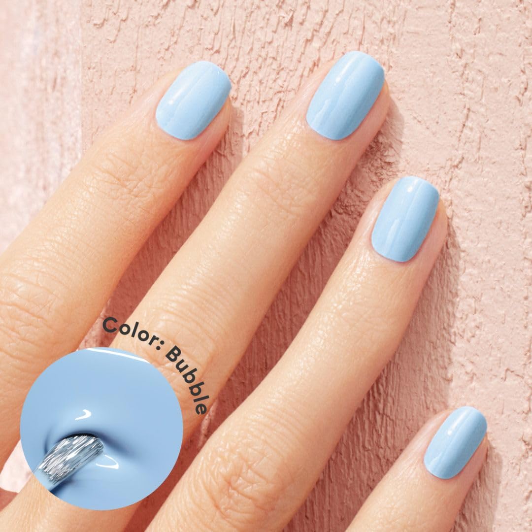Manucurist Green Nail Polish Bubble - Blue Pastel - 9-Free, Plant-Based and Vegan - Manicure - Made in France - 0.5 fl oz