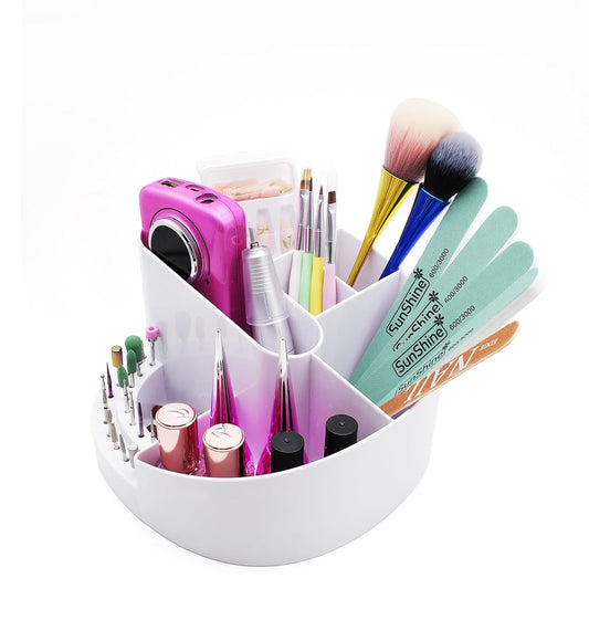 Nail Drill Holder 18 Hole Nail Drill Bit Holder Nail Organizer Professional Stand with 8 Compartments for Nail Tech Tools (Tools not included)