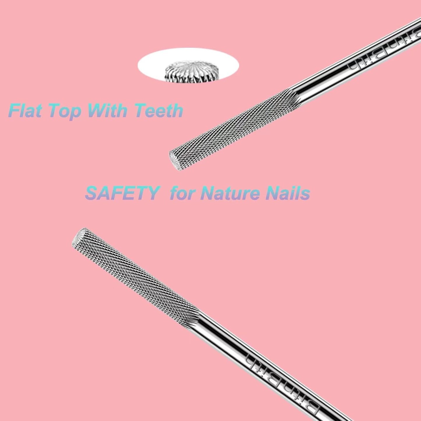Nail Drill Bit Professional Safety Carbide Nature Nail Buffer Drill Bit 3/32” Cuticle Dead Skin Remover,Nail Prepare Bit Nail Bed File Manicure Two Way Rotate for Home Salon,3XF-Flat