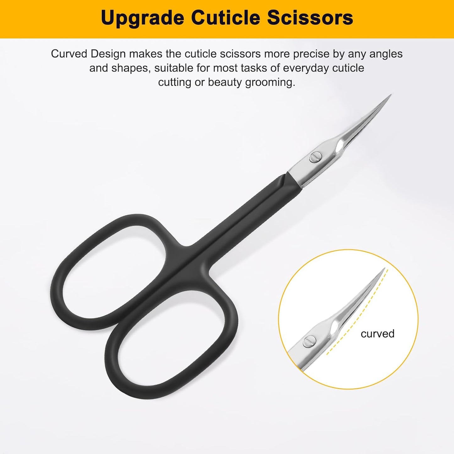 CGBE Cuticle Scissors Extra Fine Curved Blade, Super Slim Manicure Scissors for Cuticles Professional Small Scissors with Precise Pointed Tip Grooming Blades, Eyebrow, Eyelash, and Dry Skin - Black