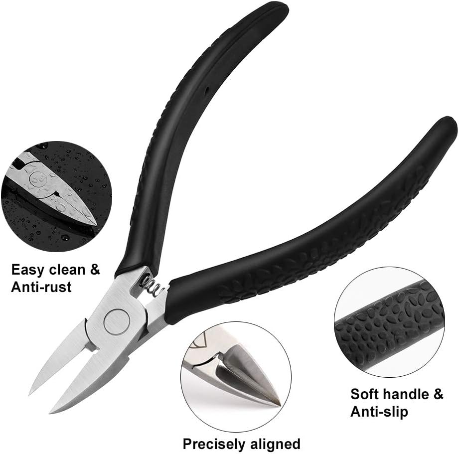 FERYES Straight Blade Toenail Clippers with Toenail Lifter and Fork - Toe Nail Clipper for Thick Toenails - 2 in 1 Ingrown Toenail Tools Kit